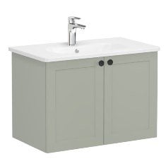 Vitra Root Classic 68721 Lavabo Dolabı, Kapaklı, 80 Cm, Mat Retro Yeşil, Yuvarlak Lavabolu